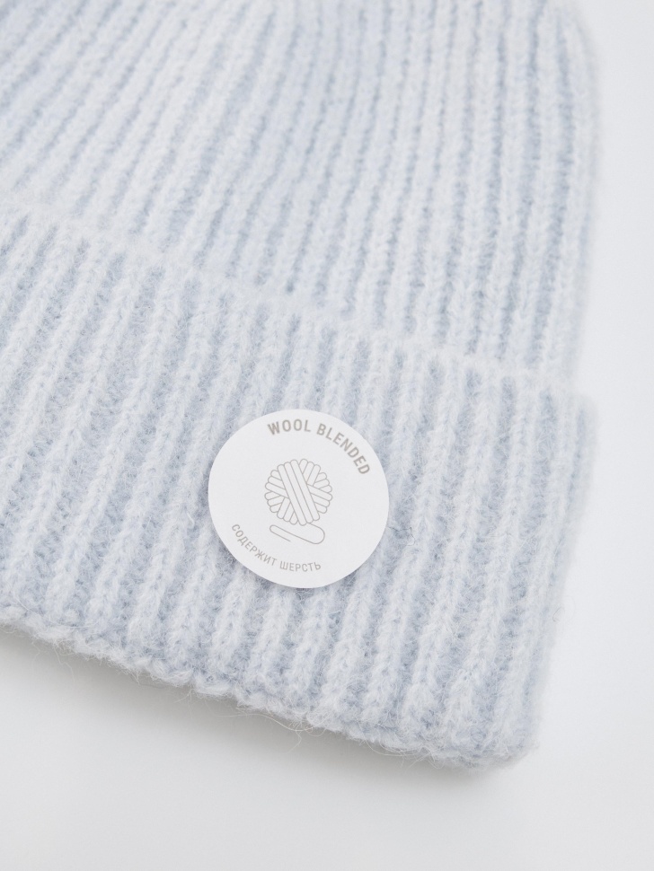 шапка-бини с содержанием шерсти альпаки от бренда sela вид слева
