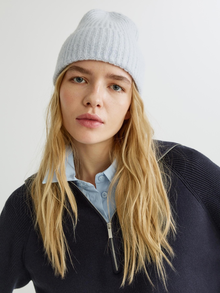Шапка-бини с шерстью альпаки, арт. 3129