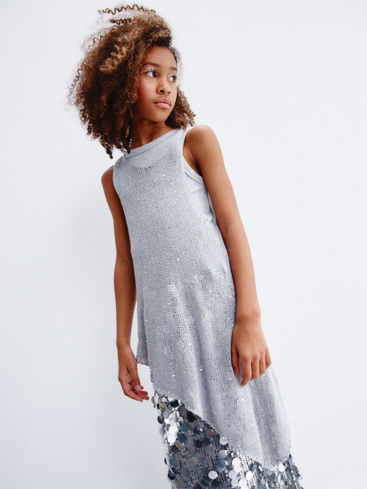 туника с люрексом и пайетками для девочек от бренда sela вид слева