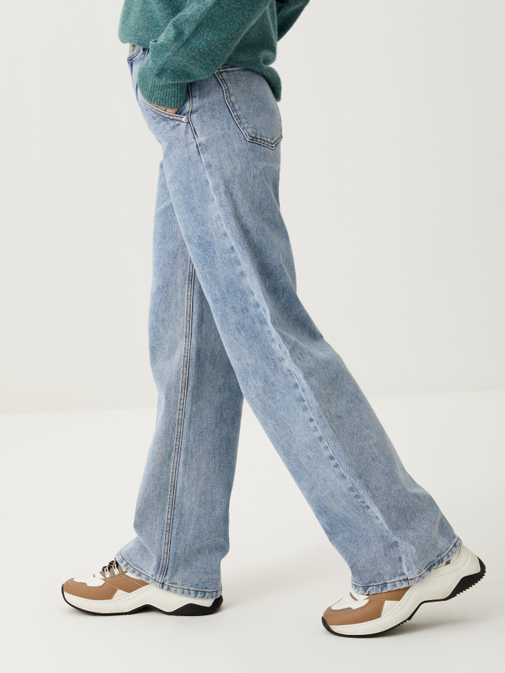 Широкие джинсы с защипами (синий, L) от Sela
