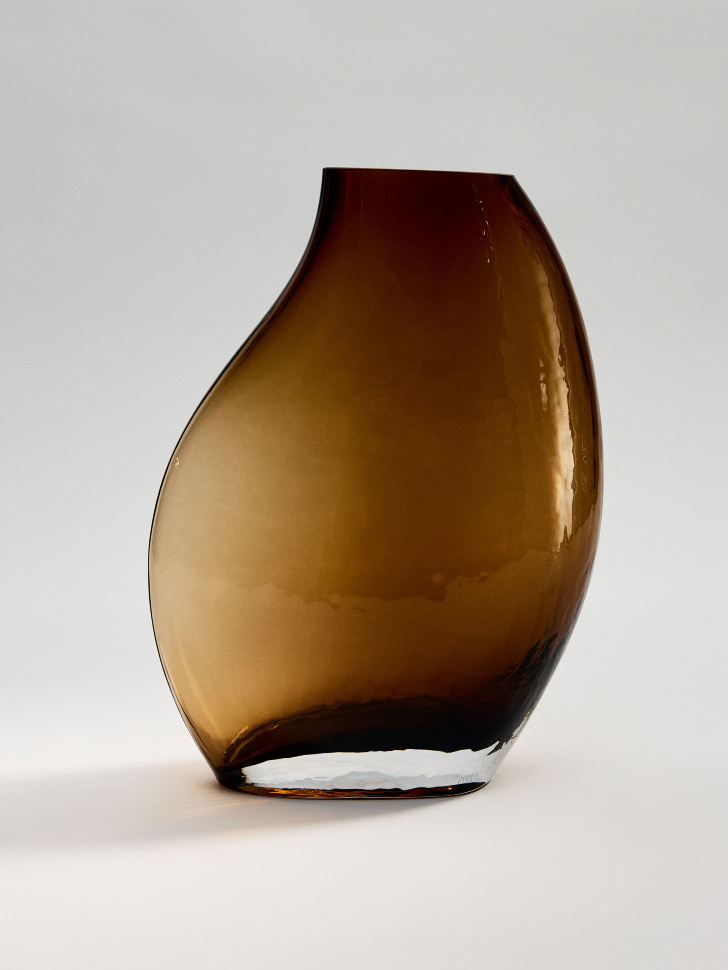 Асимметричная ваза из стекла, коричневый, арт. 16780