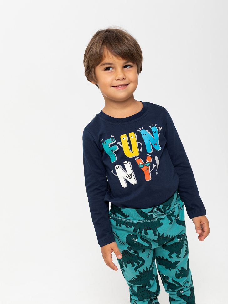 Лонгслив с принтом для мальчиков (синий, 92/ 2-3 YEARS)