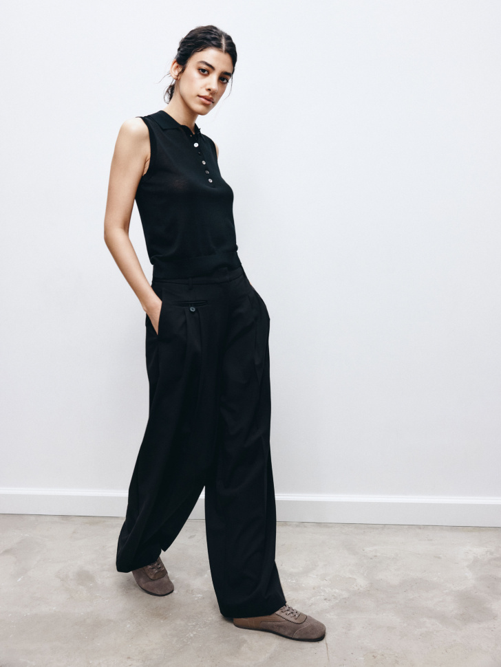 Брюки SELA широкие костюмные, черный, арт. 41661