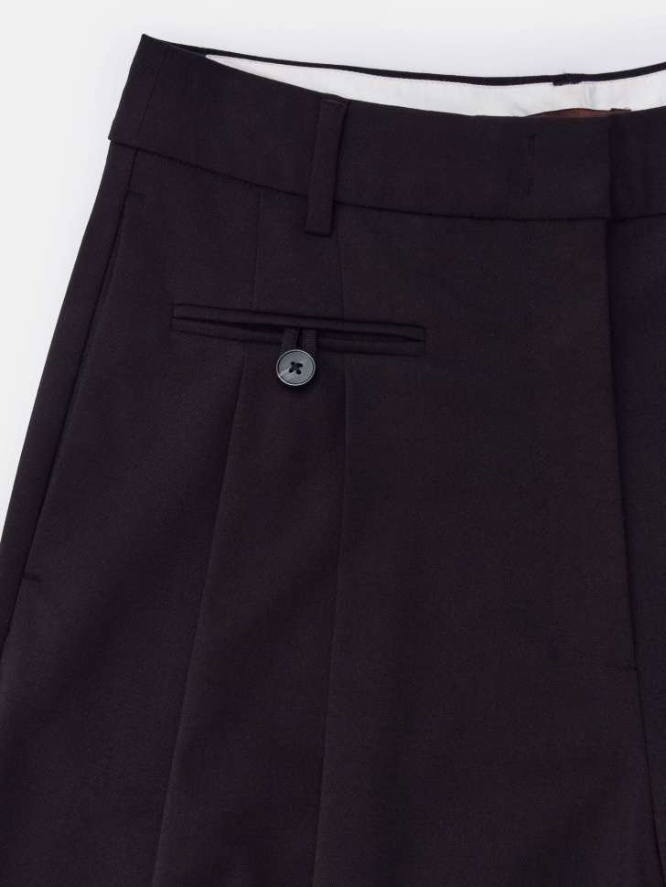 широкие костюмные брюки из премиальной ткани с содержанием шерсти универсального стиля с лицевой стороны