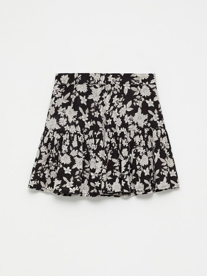 Вискозная юбка с принтом для девочек (черный, 128) от Sela