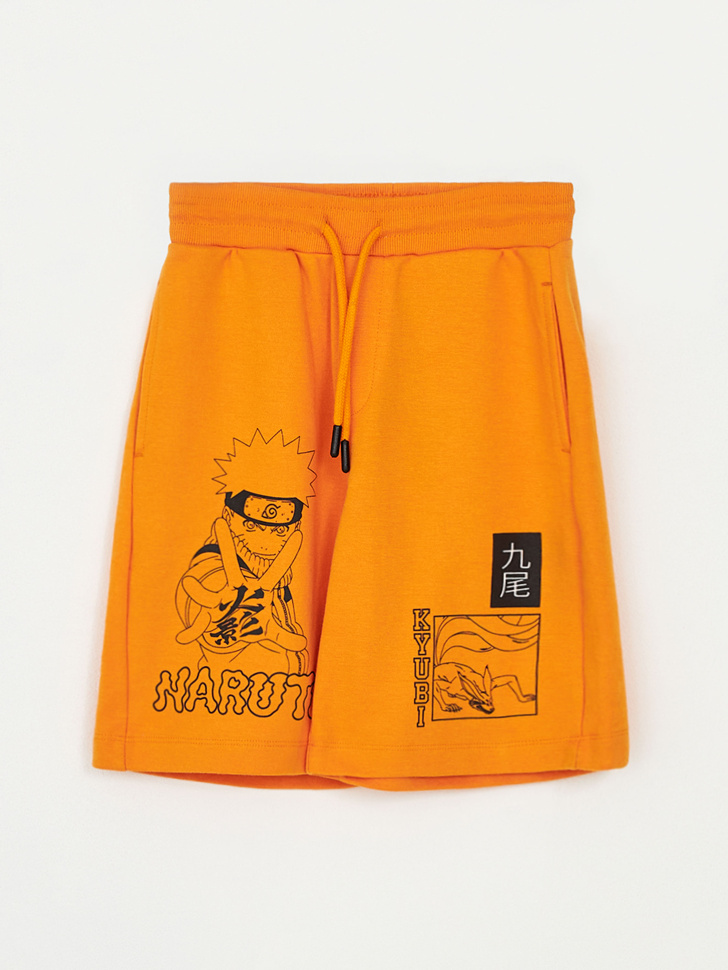 Трикотажные шорты с принтом Naruto для мальчиков (оранжевый, 140)