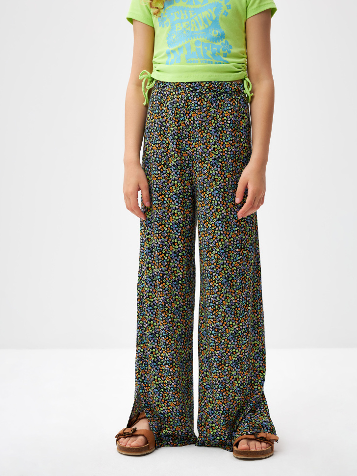 Широкие брюки с разрезами для девочек (принт, 158) sela 4680168608889 - фото 2