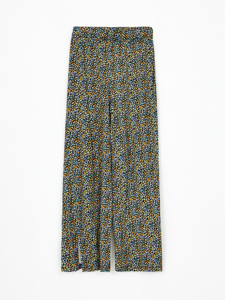 Широкие брюки с разрезами для девочек (принт, 158) sela 4680168608889 - фото 3