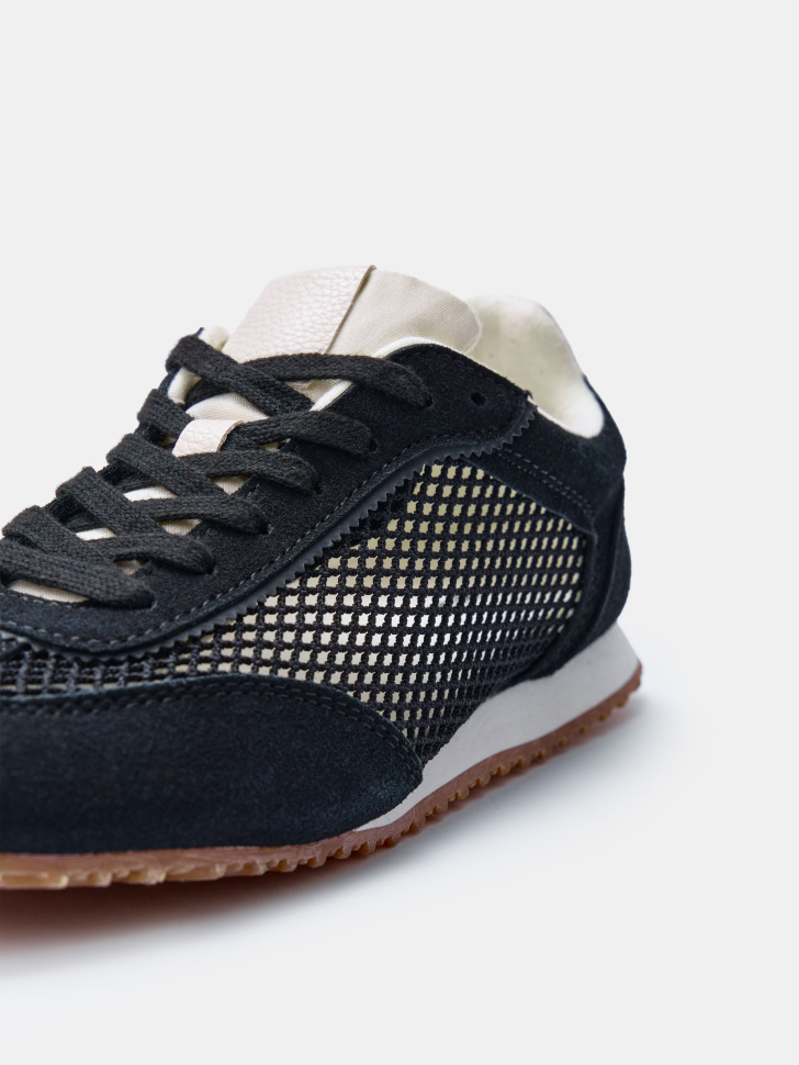 комбинированные кеды для девочек из замши спереди