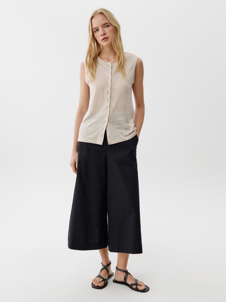 брюки-кюлоты из смесового льна 4610517791269 фотография