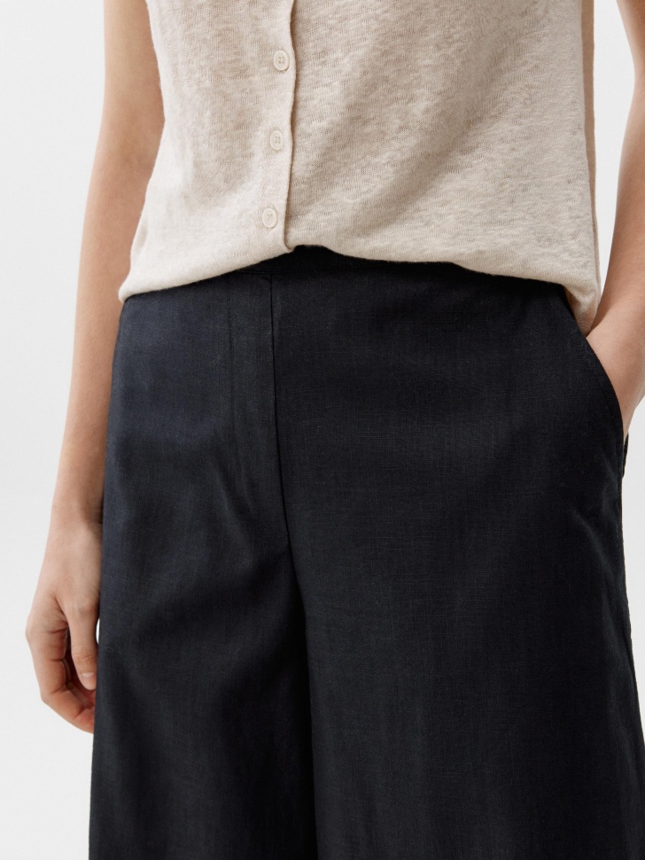 брюки-кюлоты из смесового льна из россии вид сбоку