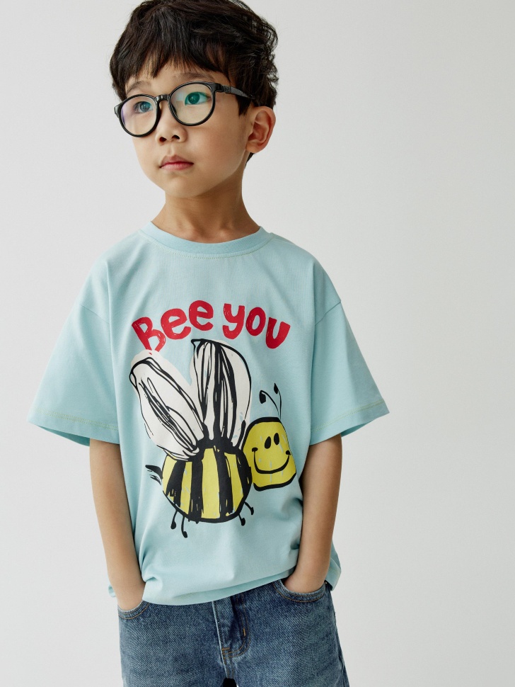 Футболка Sela оверсайз с принтом, голубой, арт. 52625