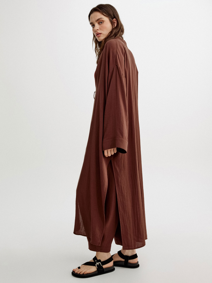 кардиган-кимоно макси на завязке из россии вид сбоку