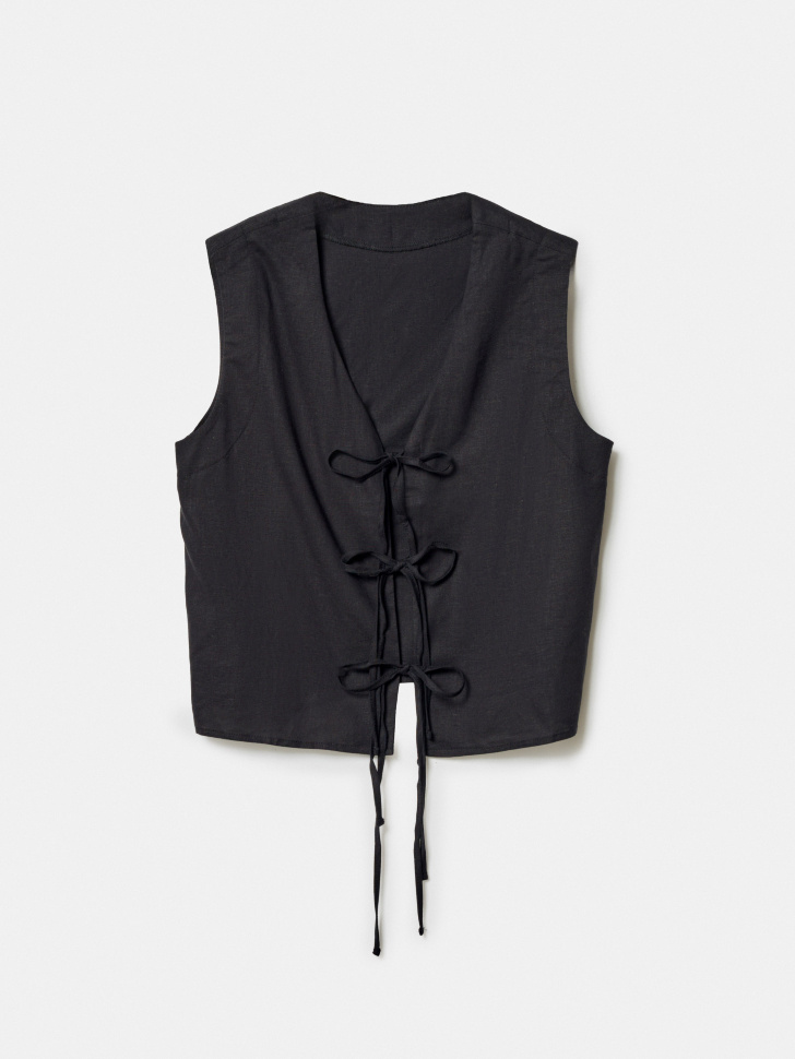 Укороченный топ на завязках Sela, черный, арт. 49421