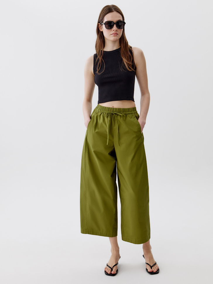 Широкие брюки-кюлоты Sela, зеленый, арт. 53575