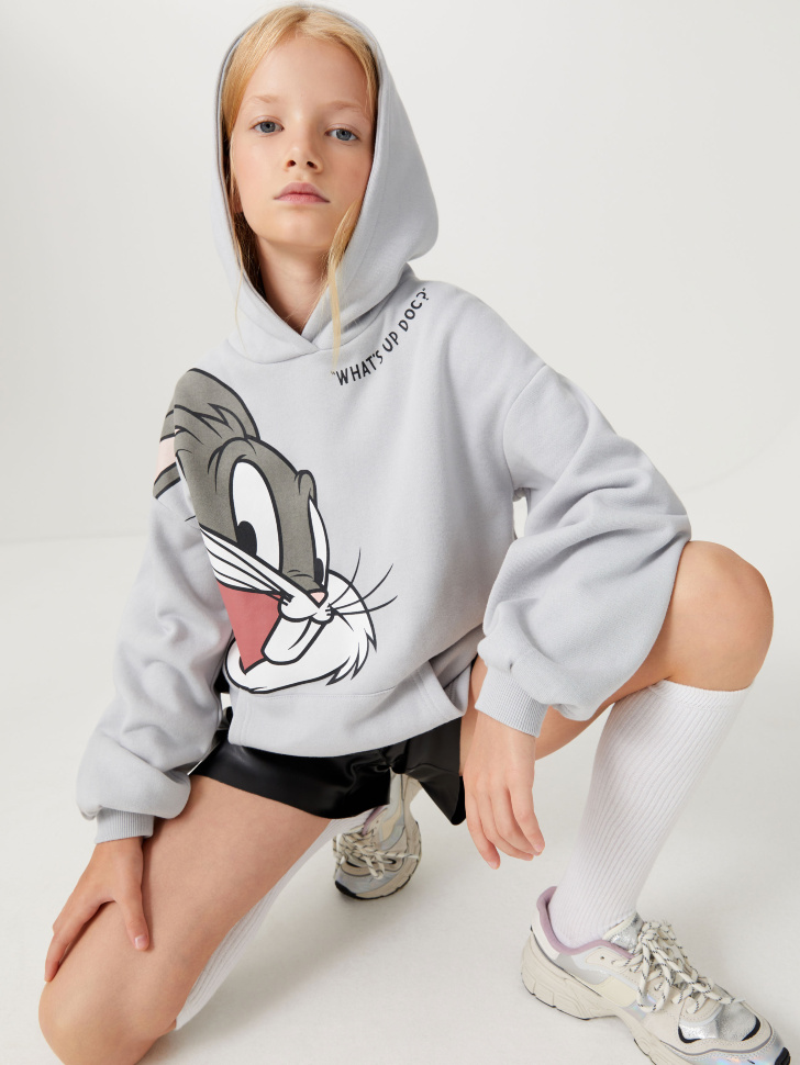 

Худи с принтом Looney Tunes для девочек, Серый