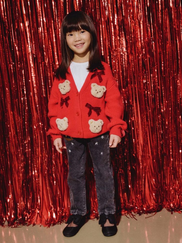 

Джинсы Paperbag fit с блестящим принтом для девочек, SL5811041402