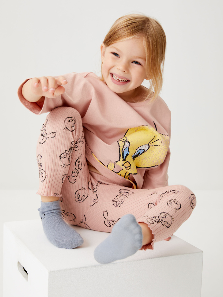Пижама с ярким принтом Looney Tunes для девочек (розовый, 116-122 (6-7 YEARS)) sela 4680129040727 - фото 8