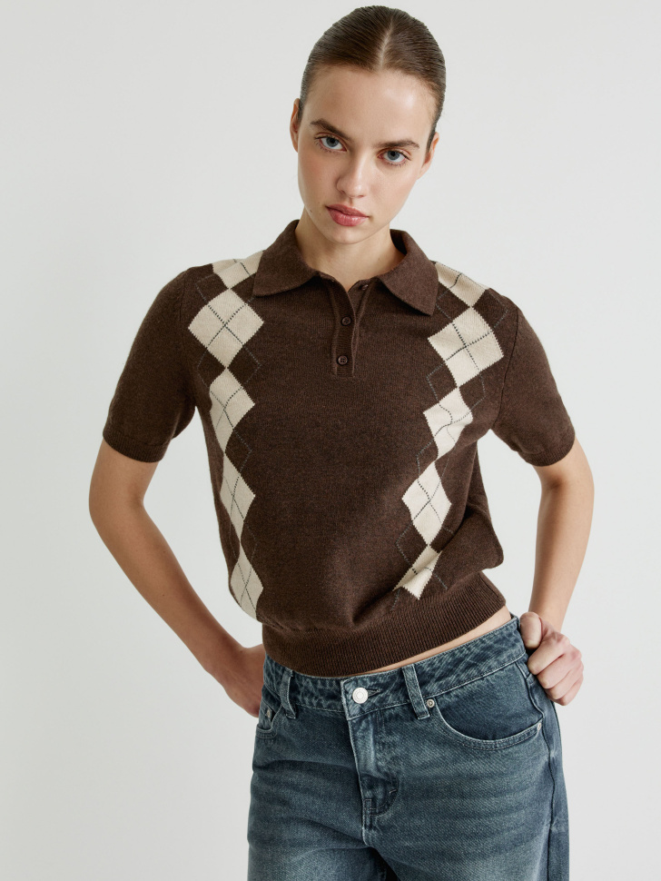 

Джемпер-поло с содержанием шелка и шерсти, SL6801010619