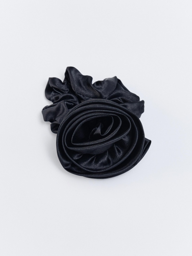 Атласная резинка для волос SELA, черный, арт. 33705