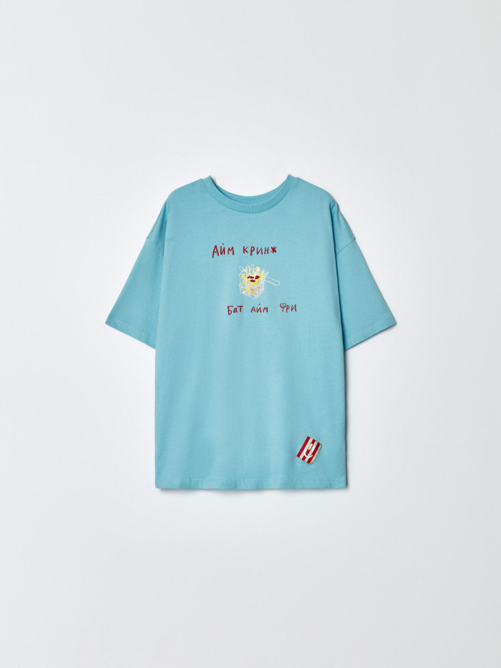 футболка оверсайз с принтом для мальчиков по цене 999 руб вид справа