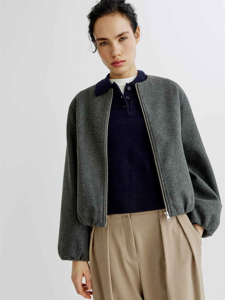 Короткое драповое полупальто Sela, серый, арт. 40986