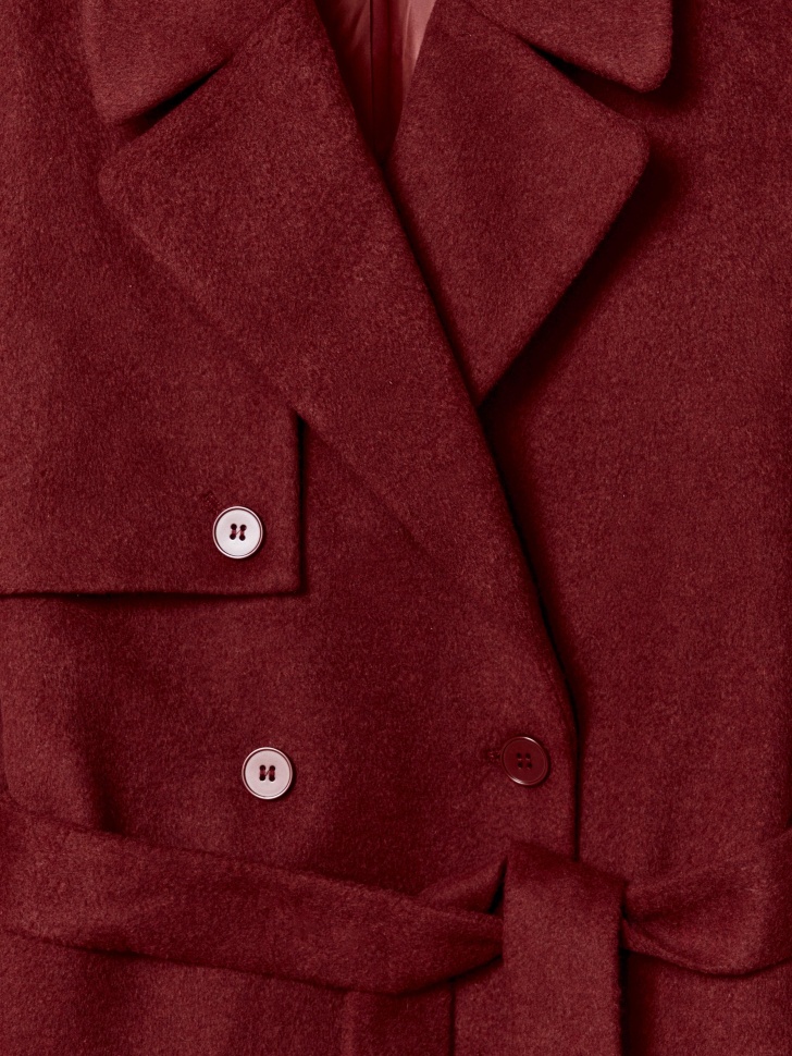 двубортное пальто из смесовой шерсти универсального стиля с лицевой стороны