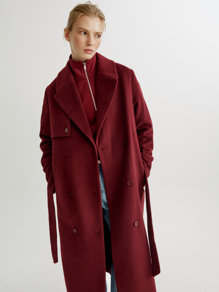 двубортное пальто из смесовой шерсти по цене 8999 руб вид справа