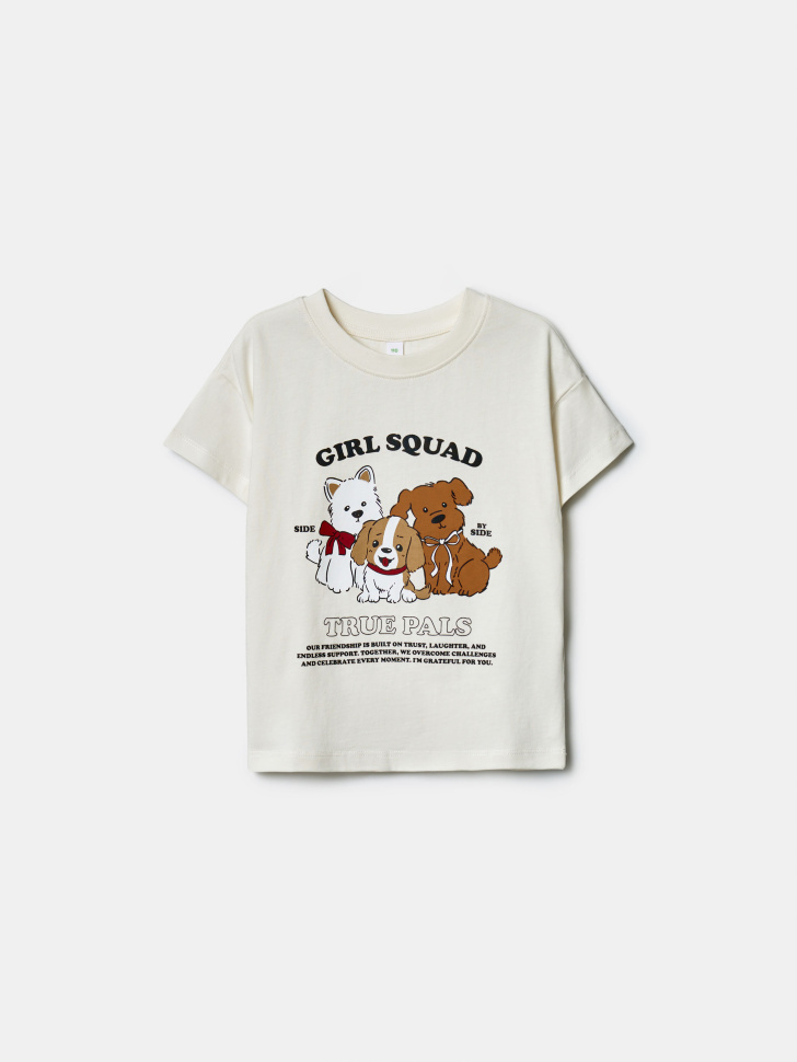 Футболка оверсайз с принтом SELA, бежевый, арт. 43327