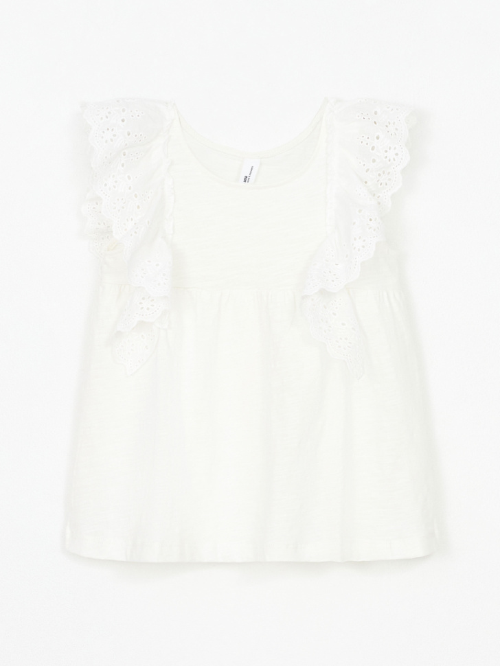 Блузка с оборками для девочек (белый, 110)
