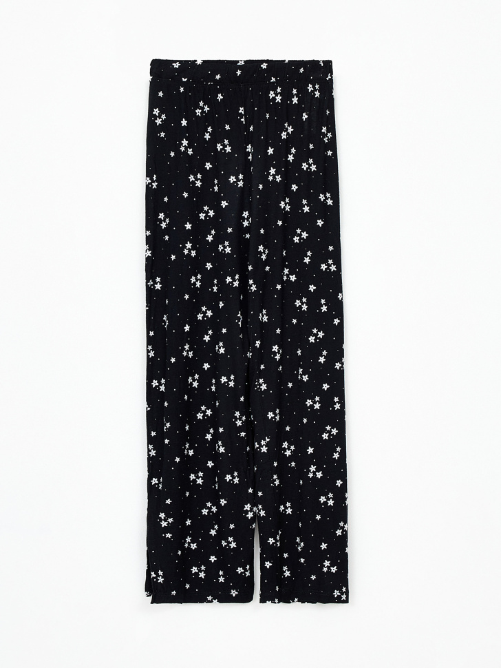 Картинка - Широкие брюки с разрезами для девочек (черный, 152) 4680168608711