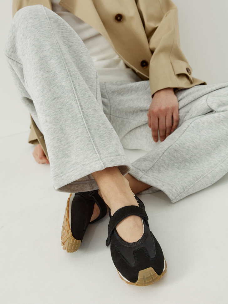 Балетки SELA в спортивном стиле, черный, арт. 51829