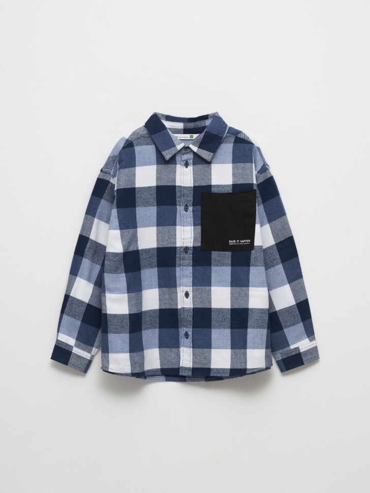 

Фланелевая рубашка в клетку для мальчика, Синий