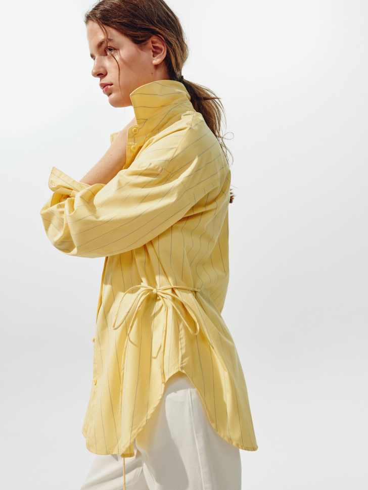 Рубашка Sela Young удлиненная с драпировкой, желтый, арт. 45001