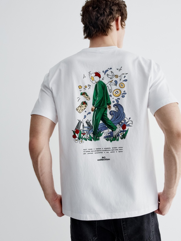 Футболка Sela Oversize с принтом, белый, арт. 41792