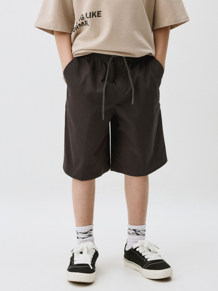 Хлопковые шорты Sela с карманами для мальчиков, черный, арт. 52664