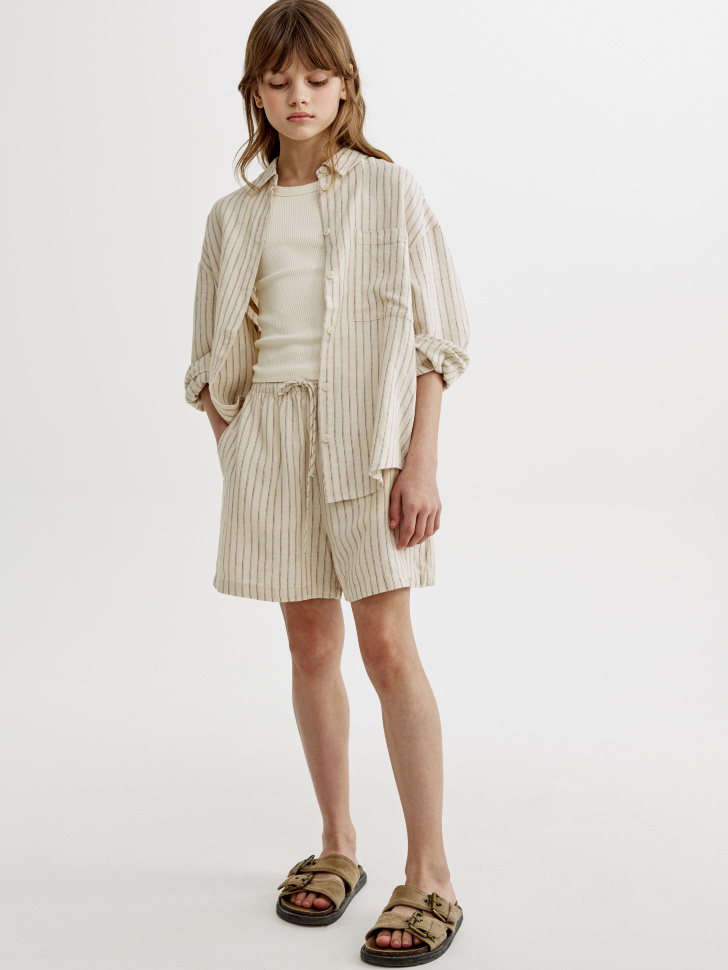 короткие шорты из смесового льна для девочек 4610517547323 фотография