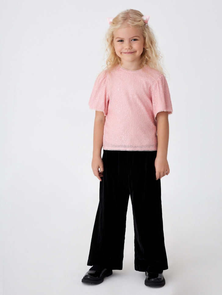 Черные бархатные брюки для девочек (черный, 122)