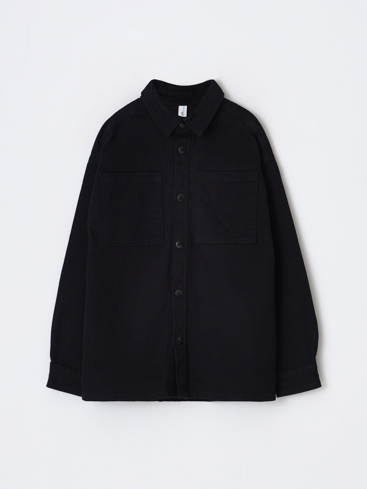 Черная хлопковая рубашка для мальчиков (черный, 164)