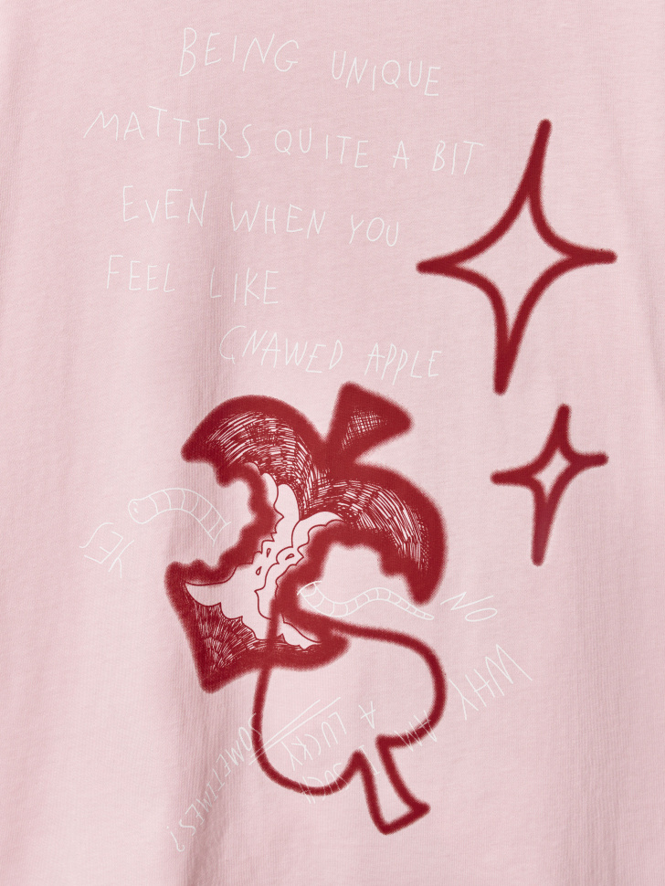 футболка оверсайз с принтом аниме для девочек из хлопка спереди