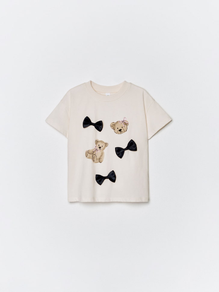 футболка оверсайз с принтом и аппликацией для девочек 4680798769462 с промокодом