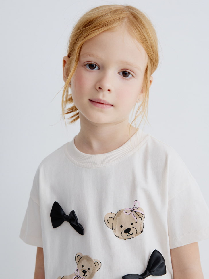 футболка оверсайз с принтом и аппликацией для девочек 4680798769462 в интернет магазине