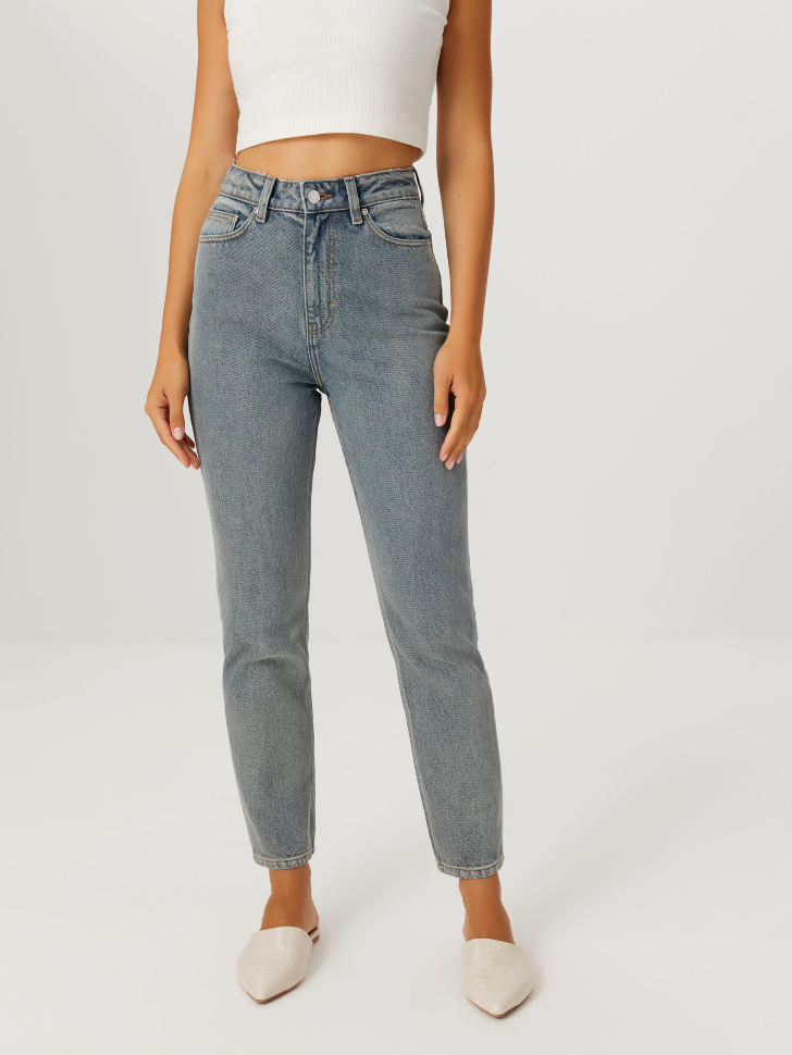 

Базовые джинсы mom fit, Голубой