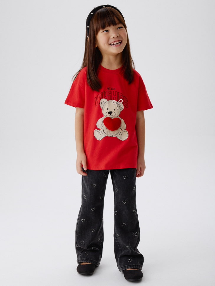 джинсы bootcut со стразами для девочек 4680798573144 по акции