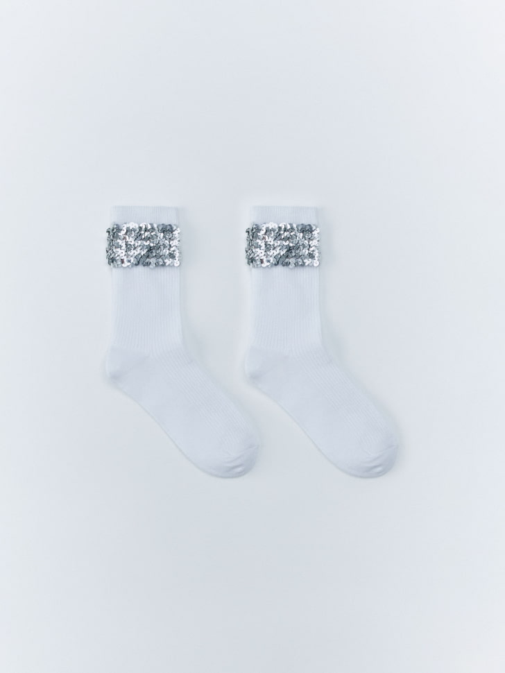 высокие носки с пайетками для девочек 4610517130204 фотография