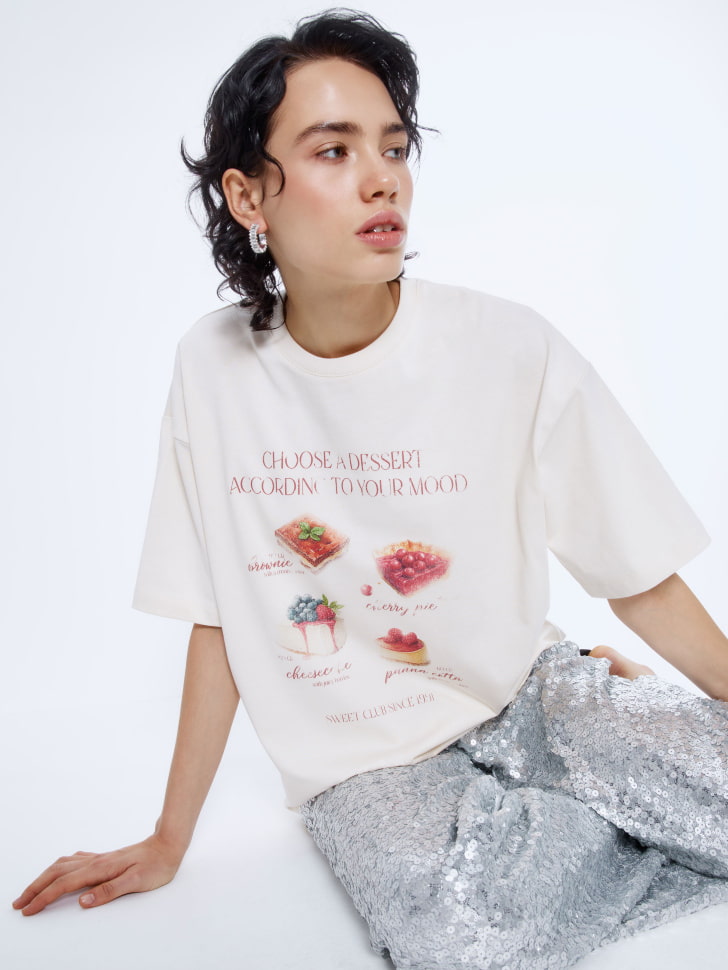 футболка оверсайз с принтом и патчем 4610517173973 купить с доставкой