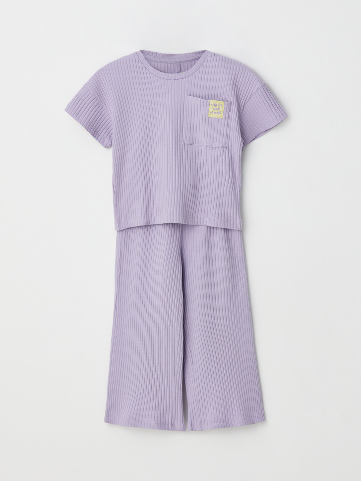 Трикотажная пижама для девочек (фиолетовый, 116-122)