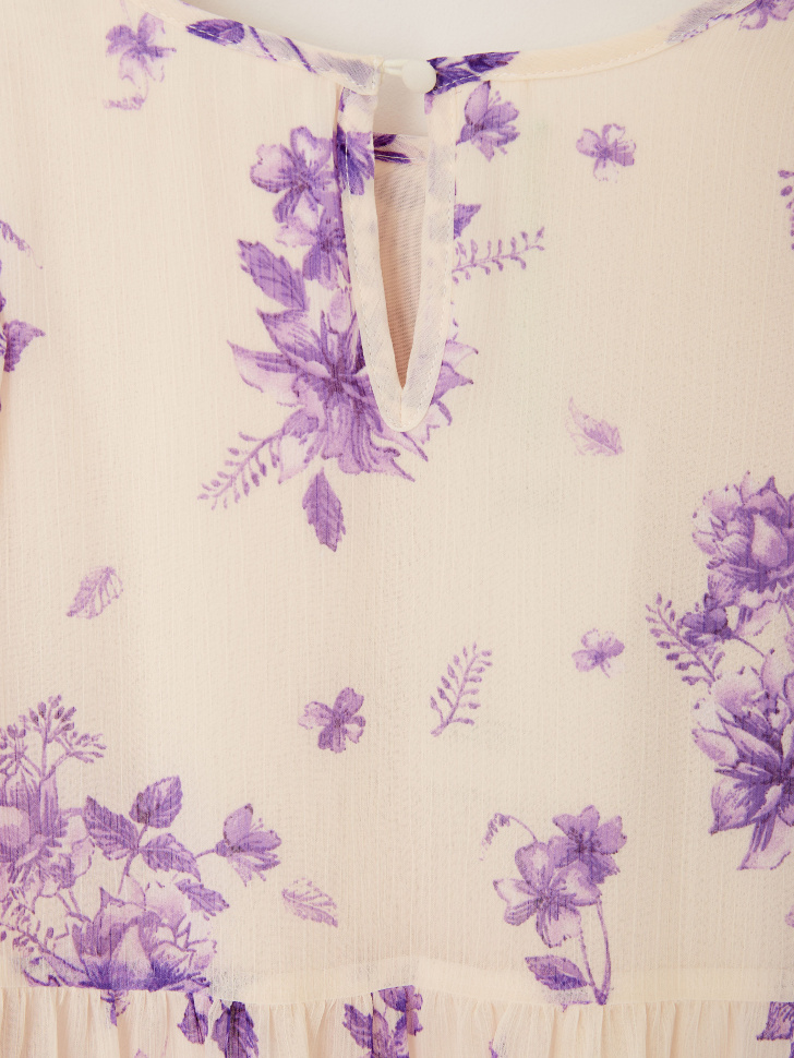 Ярусное платье с цветочным принтом для девочек (фиолетовый, 128/ 8-9 YEARS) от Sela