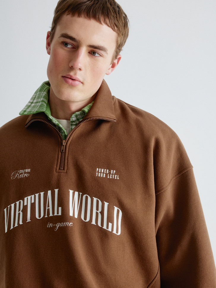 свитшот оверсайз с воротником-стойкой 4610517156617 в интернет магазине