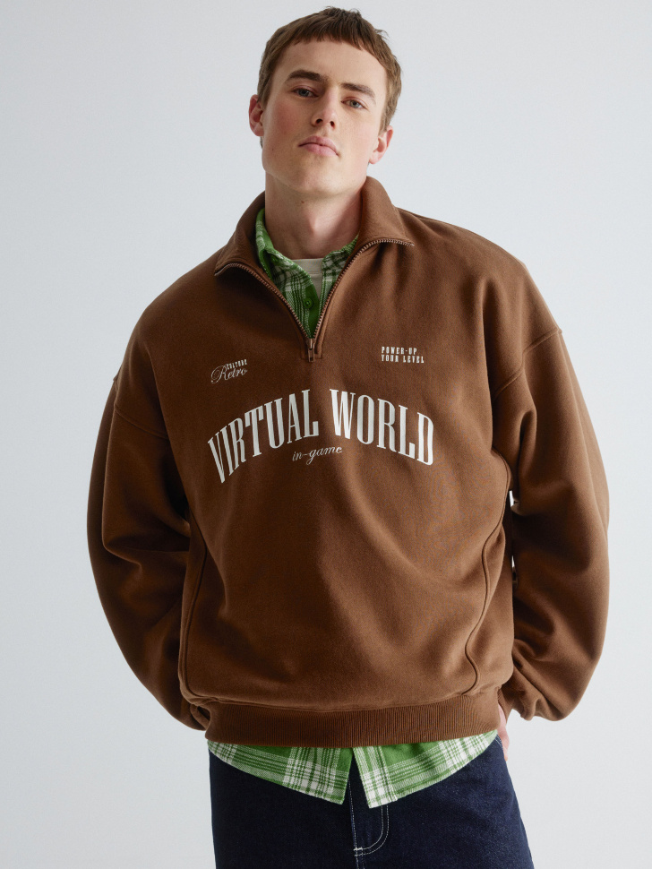 свитшот оверсайз с воротником-стойкой 4610517156617 по низкой цене